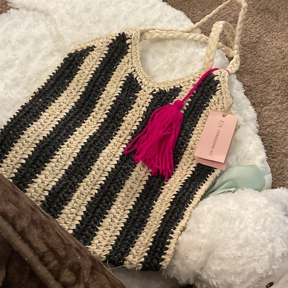 Striped Black and Cream Satchel